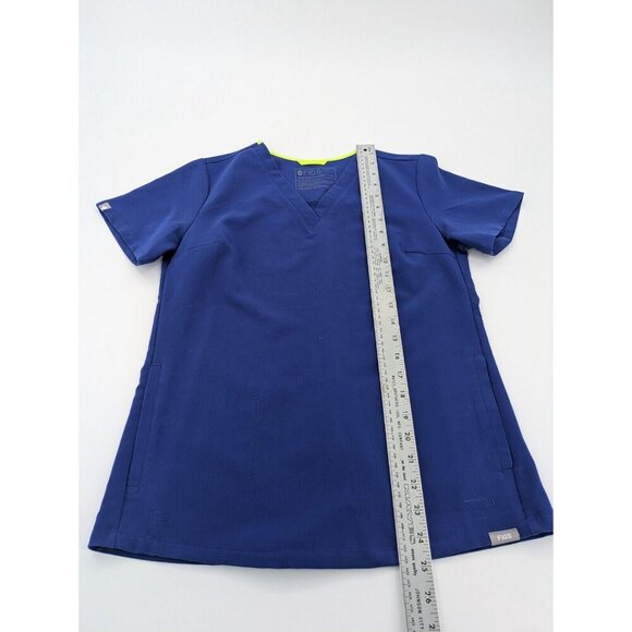 Figs Scrubs Top XS Navy Blue Technical Collection V Neck Medical Nurse Shirt - Picture 5 of 8